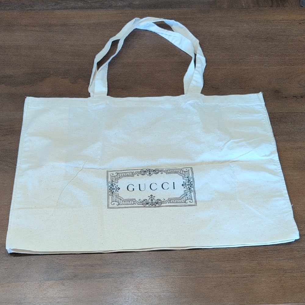 Gucci White Canvas Tote Bag